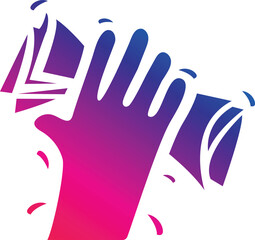 Graduates hold a diploma of graduation in their hands and raise it up. Illustration modern in flat style