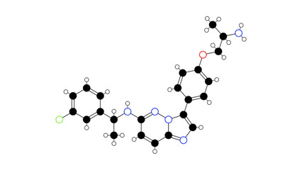 taletrectinib molecule, structural chemical formula, ball-and-stick model, isolated image kinase inhibitor