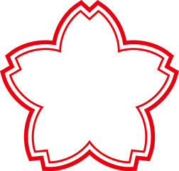赤い桜のスタンプのフレームのイラスト