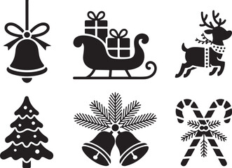 Santa Sleigh Clipart | Gifts, Reindeer, Bells & Candy Canes