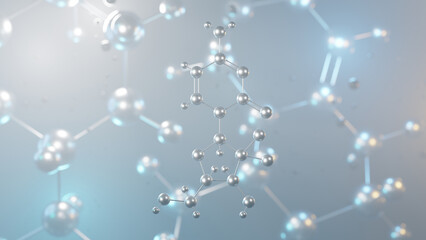 gemcitabine molecular structure, 3d model molecule, antineoplastic agent structural chemical formula view from a microscope