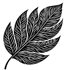 Obraz premium Stylized Black and White Tropical Leaf Illustration