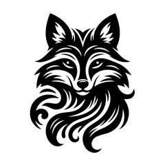 Stylized Black Wolf Head Tribal Design