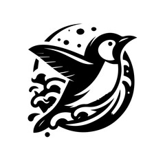 Naklejka premium Stylized Penguin Diving into Water