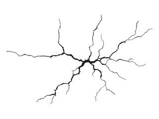 Cracked surface hole damaged illustration with wall and ground crack texture in black silhouette design damage element background abstract pattern detail visual effect