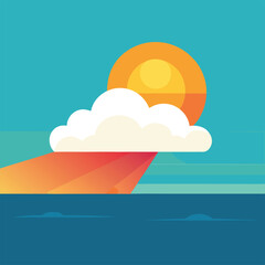 Cloud Shadow Over Calm Ocean Under Bright Sunlight.sea and sky