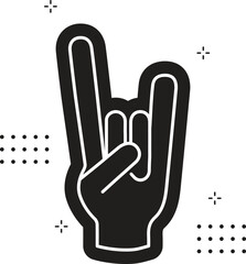 Let's rock typography. Rock on hand gesture. Vector vintage illustration.