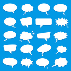 Collection of Various Speech Bubble and Thought Bubble Icons for Communication and Conversation Design