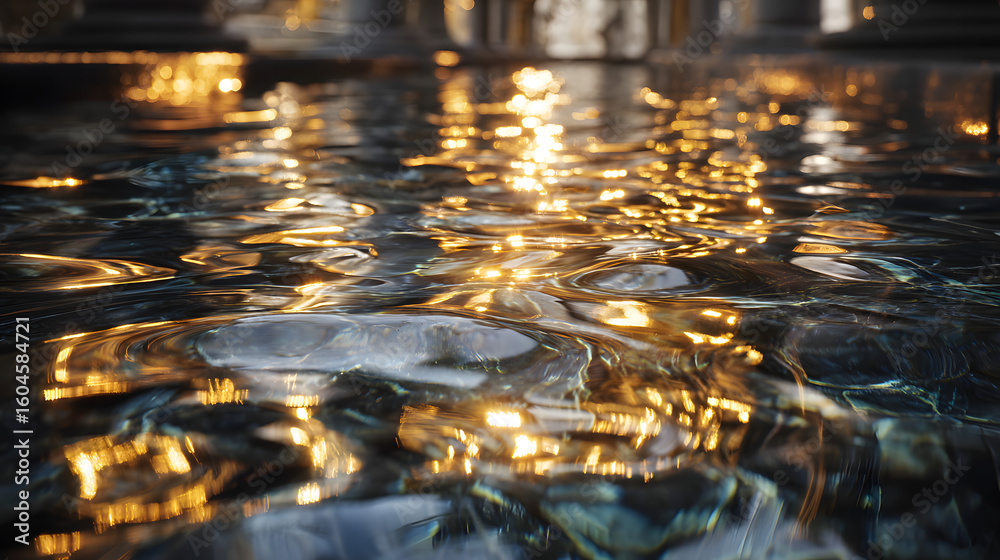 Poster the image presents an abstract composition showcasing the reflection of light on a water or glass su