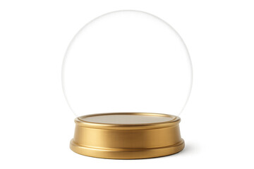 Snow globe with golden base and empty interior, highlighting festive holiday design potential for creative seasonal imagery
