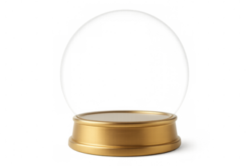 Snow globe with golden base and empty interior, highlighting festive holiday design potential for creative seasonal imagery