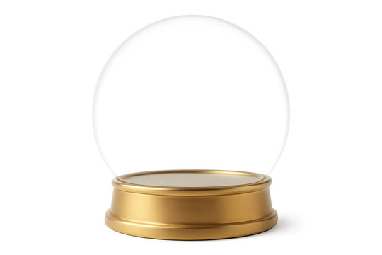 Snow globe with golden base and empty interior, highlighting festive holiday design potential for creative seasonal imagery
