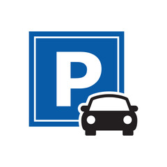 Flat vector parking icon with letter P