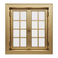 Obraz premium Traditional wooden double casement window isolated on transparent background