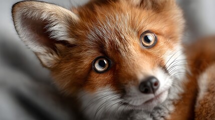 Fototapeta premium Detailed close up portrait of a captivating red fox with its alert and inquisitive gaze showcasing the animal s beautiful orange fur sharp features and natural habitat