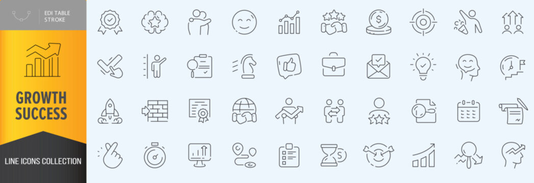 Growth and sucess icon set