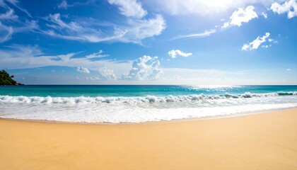 Tropical beach panorama, bright sun