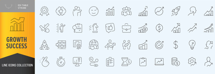 Growth and sucess icon set