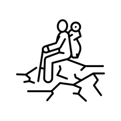 hiking black line icon for digital and print projects.