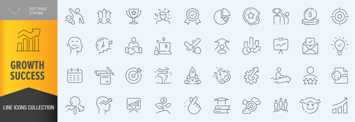 Growth and sucess icon set