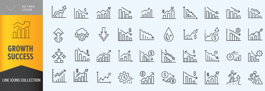 Growth and sucess icon set