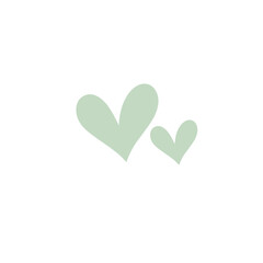 Cute pastel green double heart – hand drawn kawaii doodle