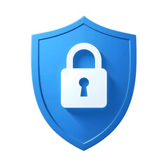  Blue Security Shield with Padlock Icon – Symbolizing Digital Safety, Data Protection, and Cybersecurity Solutions