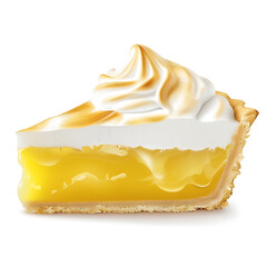 Slice of Lemon Meringue Pie with Fluffy Topping