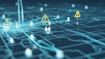 cyber attack map with warnings - Powered by Adobe