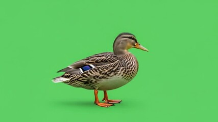 Mallard Duck on Green Screen Background