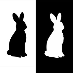 Rabbit silhouette in black and white contrast