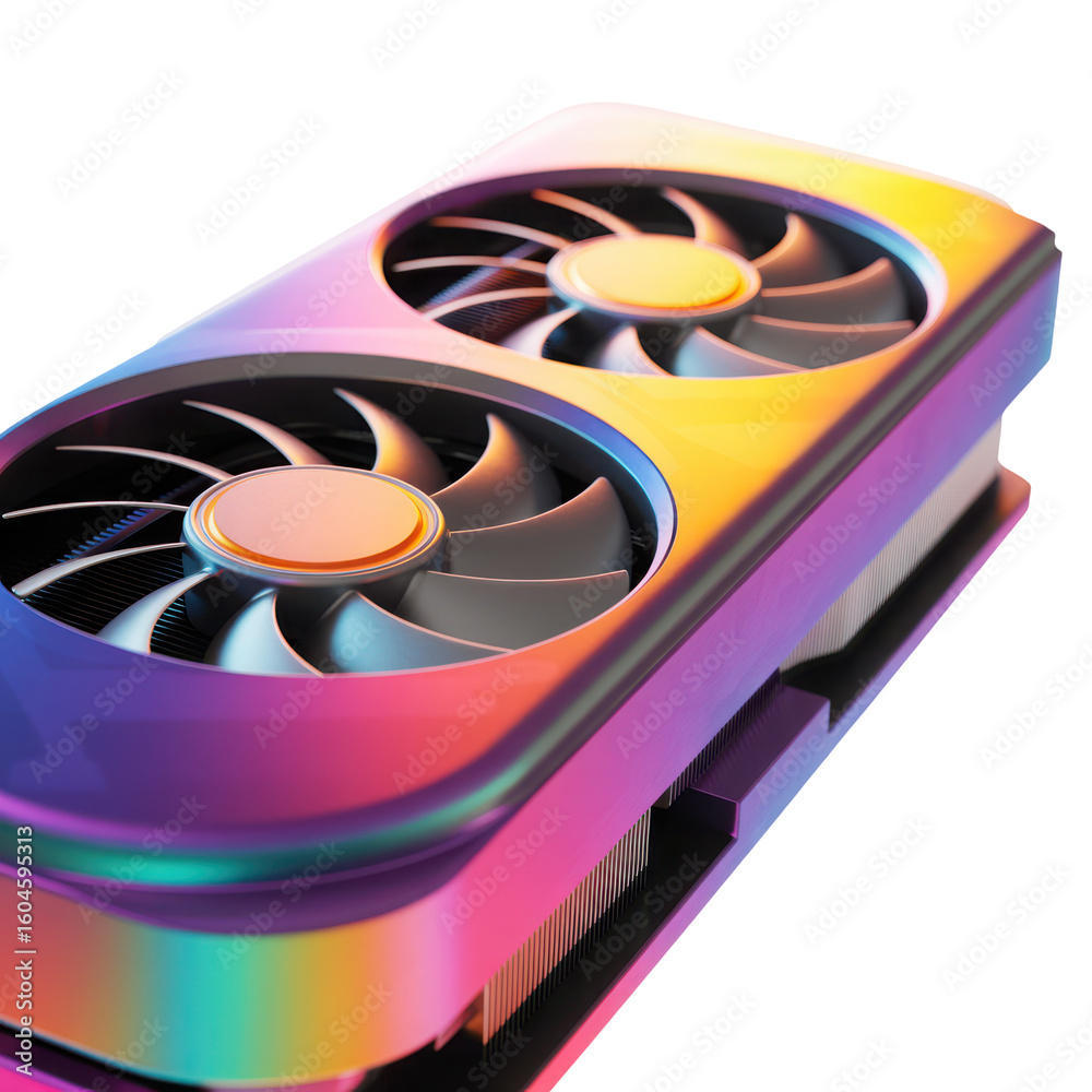Aufkleber High performance gaming graphics card with colorful rgb lighting isolated on transparent background
