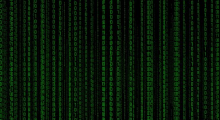 Digital Matrix Code Stream with Green Numbers and Binary Patterns on Black Background