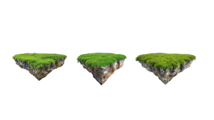 Floating grass island on transparent background png