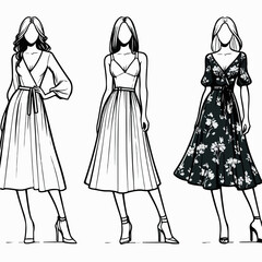 vector illustration of a girl in a dress