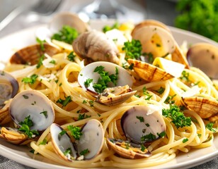 Close-up of pasta with clams (1)