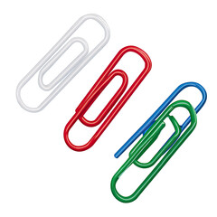 Four colored paperclips arranged in a diamond pattern