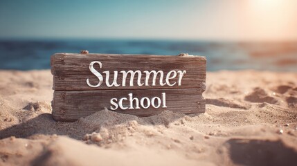 The Summer School Sign Enjoying a Relaxing Day by the Beach