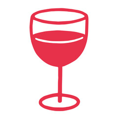 Wine Glass Icon. Hand drawn style vector illustration.