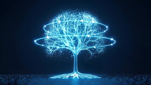 Abstract glowing blue tree design