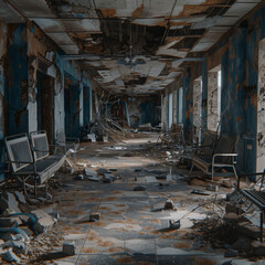 Obraz premium abandoned building in the city from wa