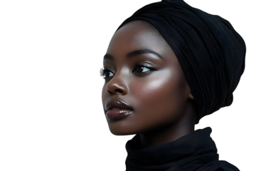 Portrait of Black woman isolated on white background