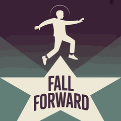 Silhouette of a person jumping forward with determination on a star embodying the spirit of taking a leap of faith and moving ahead positively