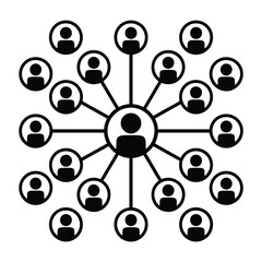 Centralized network of people connected by lines