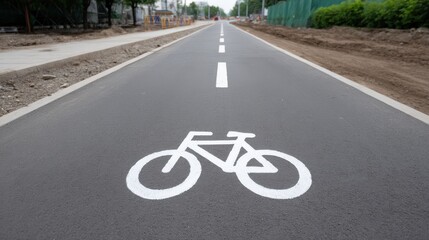 Obraz premium Bike lanes added during reconstruction for a cleaner future, Post-disaster regeneration