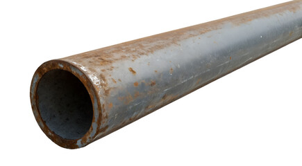 Old weathered galvanized iron pipe with rust texture isolated on a transparent  background
