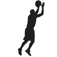 Silhouette of basketball player shooting, vector illustration