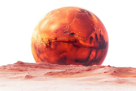 Red planet Mars isolated on white background