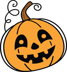 pumpkin cartoon  smile vegetable face vector