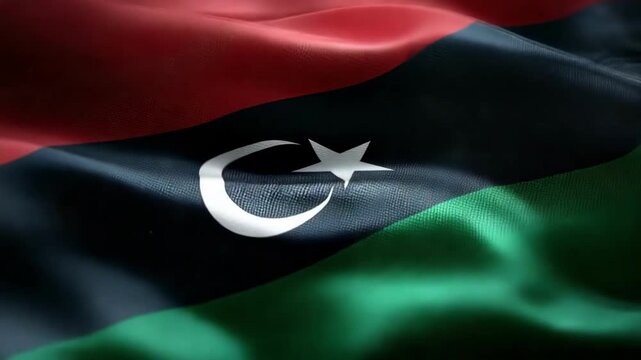 A beautifully crafted silk flag of Libya showcases the deep greens, reds, and blacks, symbolizing independence day with rich detail.